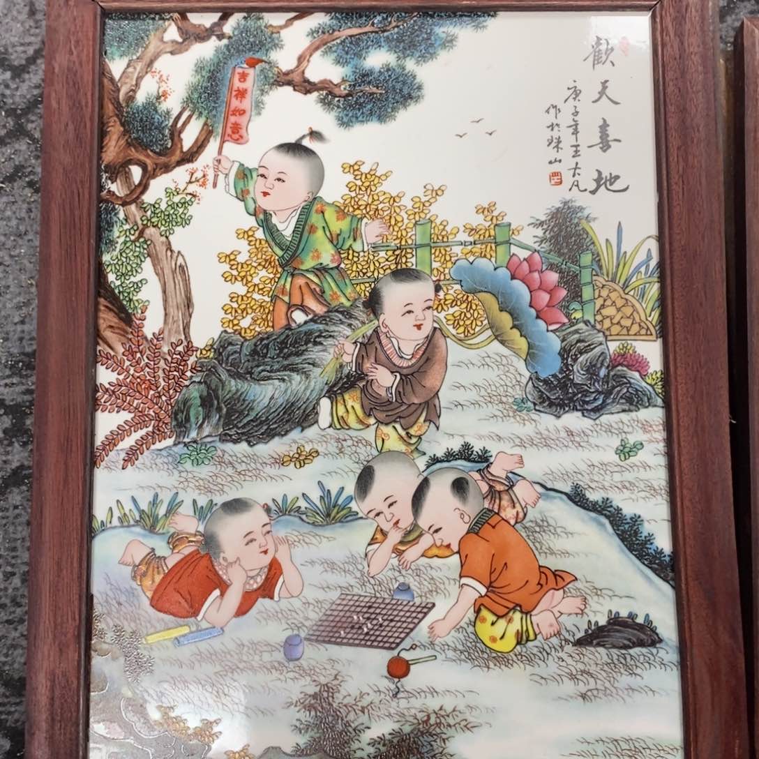 瓷片37*28 景德镇瓷板画柴窑烧制