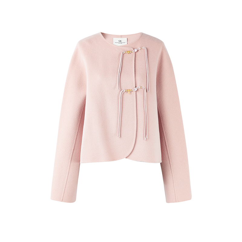 【许半夏专属】秋水伊人国风盘扣短大衣2024冬新款女简约气质双面毛