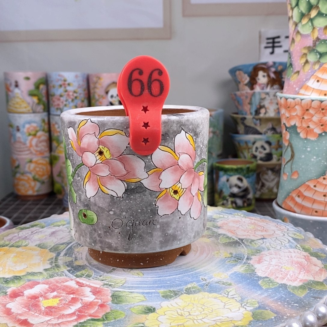 紫砂花盆红陶手绘盆