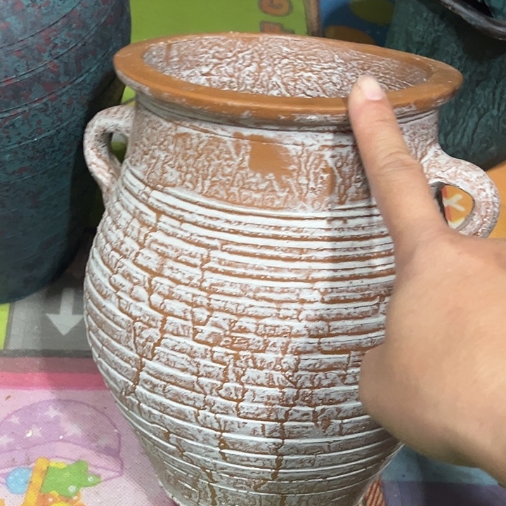 粗陶盆带孔高21口15