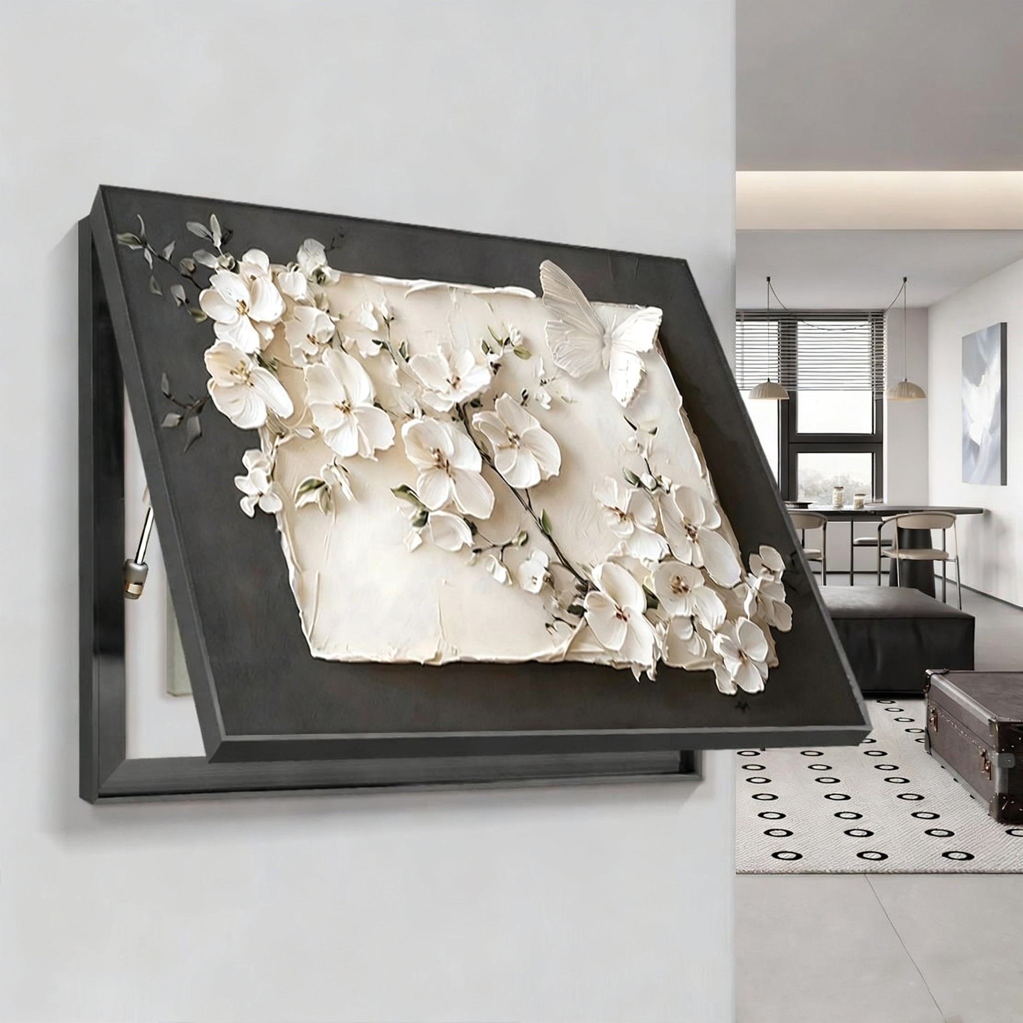 现代简约电表箱装饰画2025新款壁画遮挡电闸配电箱高级感花卉挂画