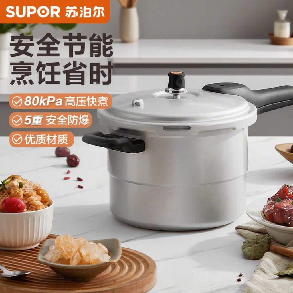 SUPOR/苏泊尔高压锅双层带蒸格大容量耐磨快煮防爆压力锅家用防烫