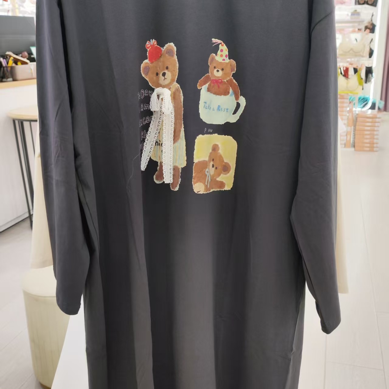 新款长袖睡裙时尚洋气精梳棉睡裙