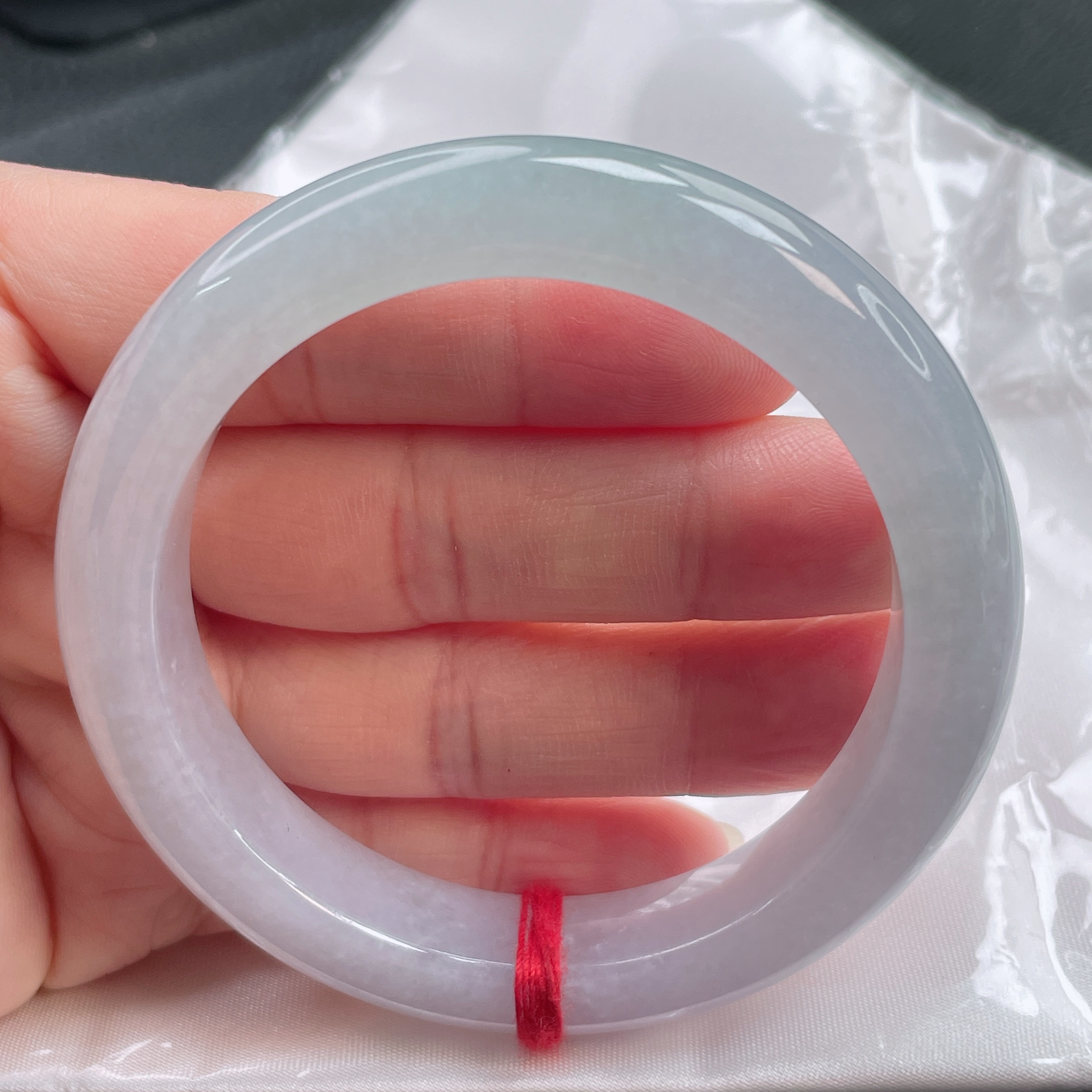 1912缅甸天然A货翡翠手镯54圈圈冰春彩手镯时尚百搭款冰透玉手镯