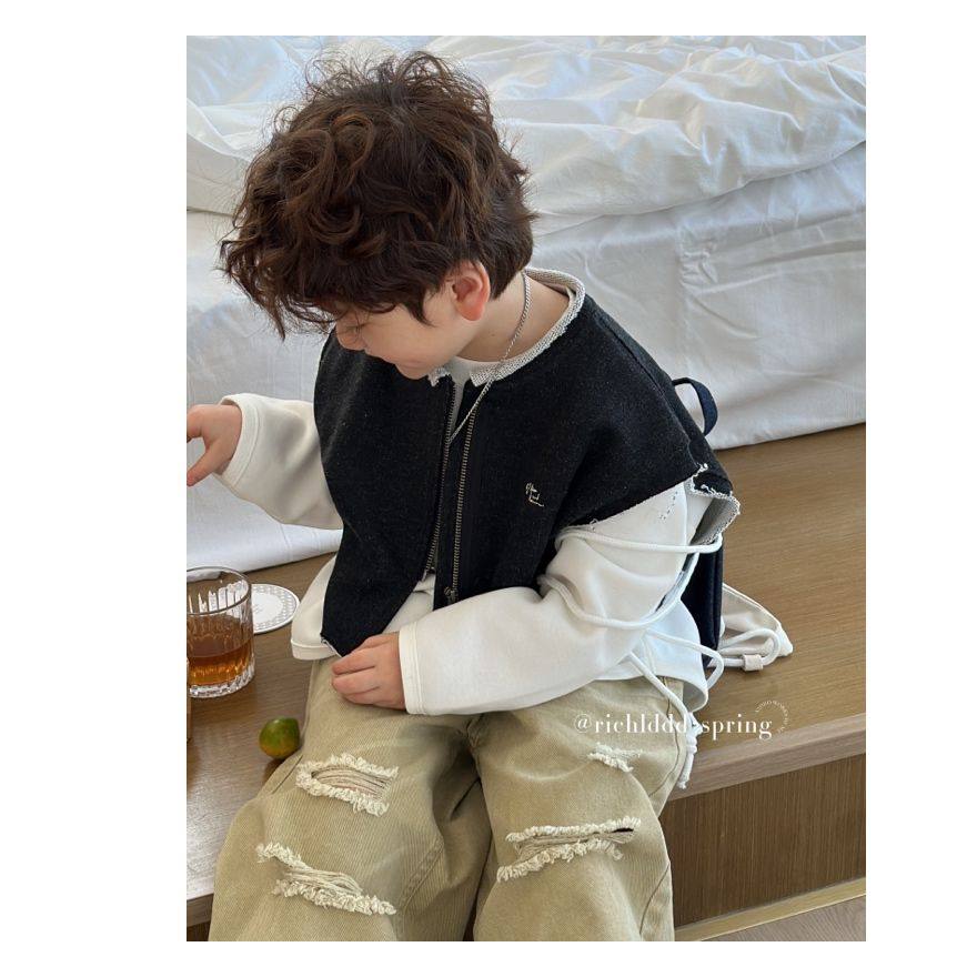 特NO退NO换卤蛋童装【叠叠乐】春彩纱卫衣短款马甲280g