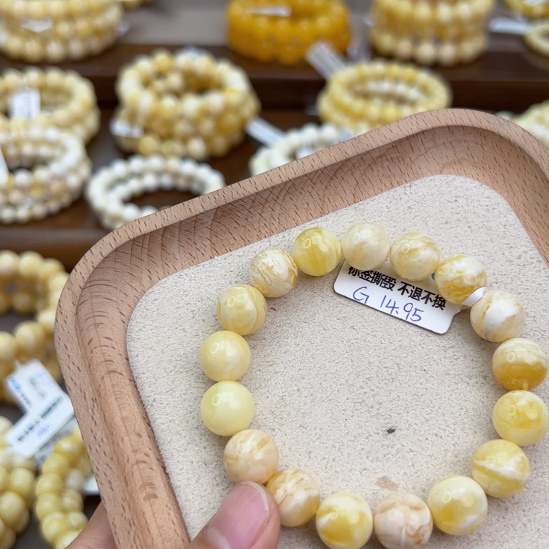 琥珀手链未镶嵌白**吖G14.95克