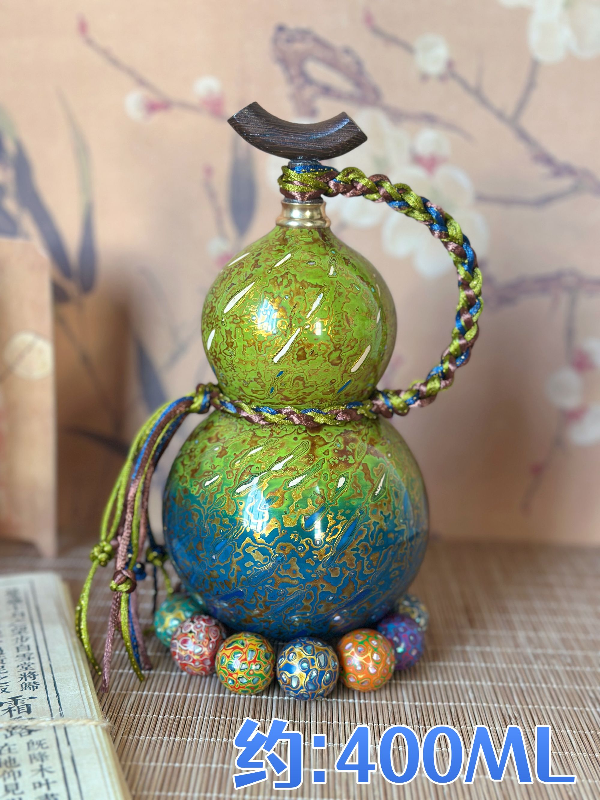 028纯手工非遗大漆酒葫芦蓝绿蓝金渐变精美款式