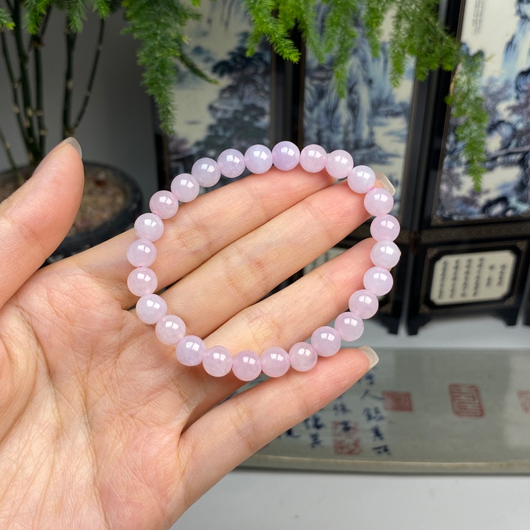 紫罗兰圆珠手串手链 天然翡翠A货