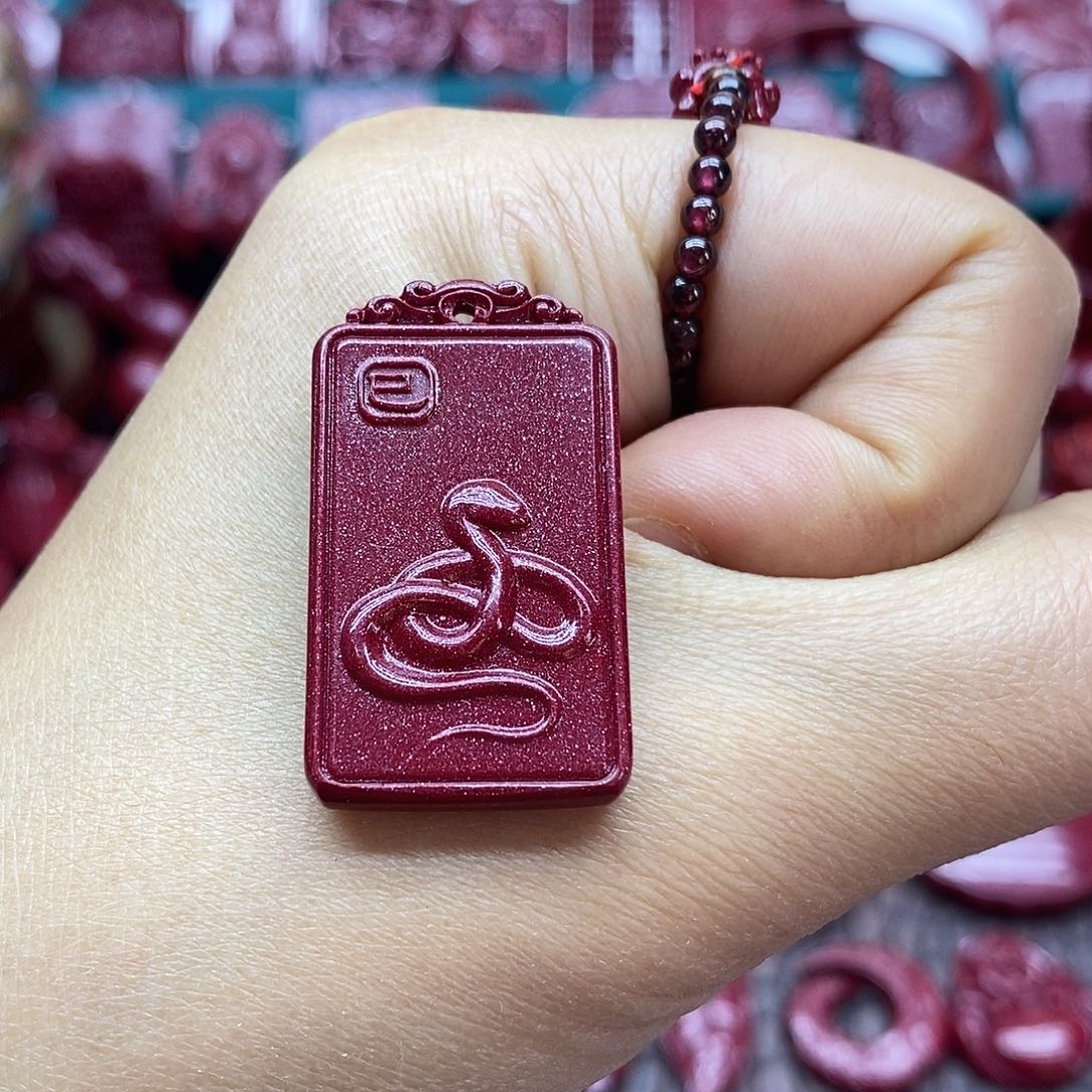 天然辰砂012朱砂吊坠