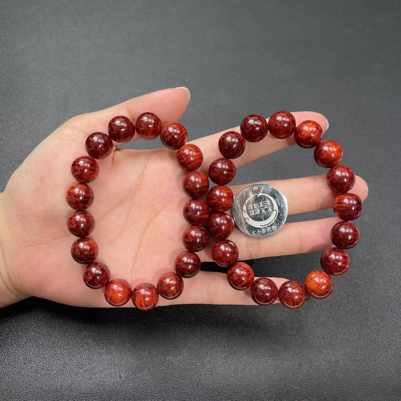 36878T08-3B22-海南红降花梨手串/约12+/约17颗/多样性发其一