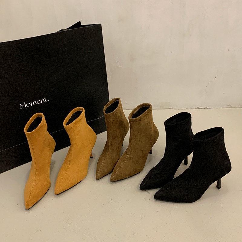 【小允姐姐】2025秋季新款尖头瘦瘦靴高跟气质短靴-Q86