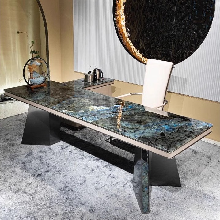 侨航奢石 茶桌定制进口天然蓝翡翠奢石 意式轻奢高端别墅家用