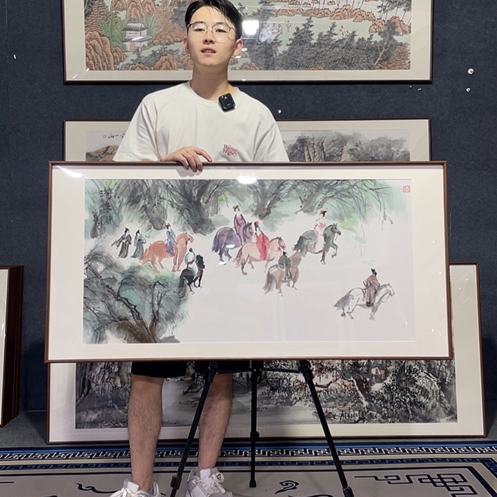 国画手绘作品带框