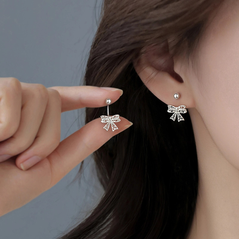 925银耳饰 足银耳饰 999纯银蝴蝶结耳钉2025新爆款轻奢耳环小众高