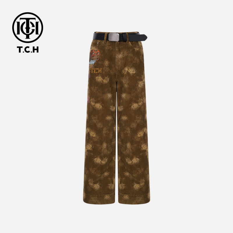 TCH私服烫钻工艺新时尚淑女百搭新潮流长裤女T75C20E1112轻奢tch