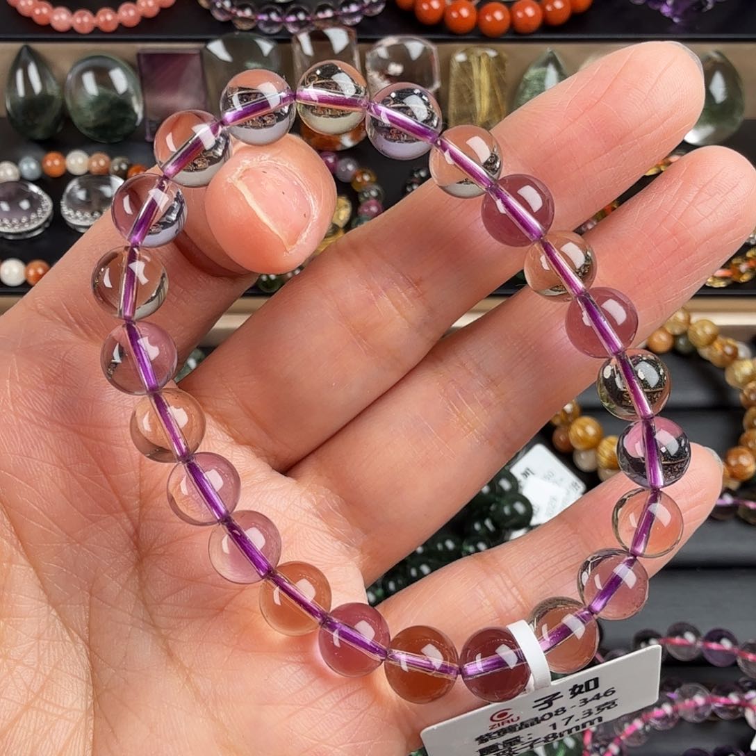 水晶手链未镶嵌天然紫黄晶