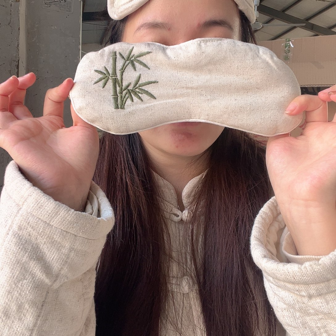 棉罗布麻绣花眼罩一个