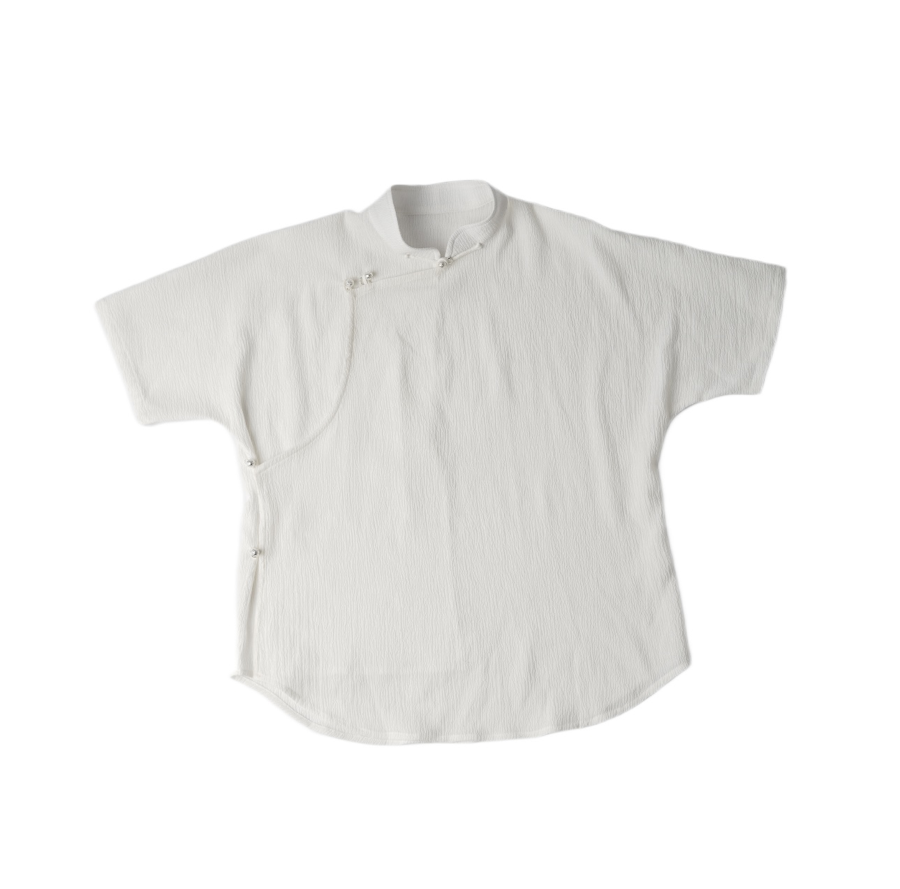 『云隙』薄款透气夏季马衫短袖蒙古门襟打底时尚短款上衣立领