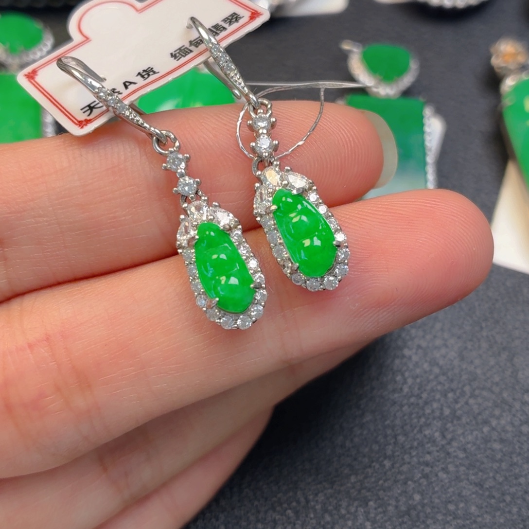 翡翠银S925镶嵌吊坠(不含链)耳坠