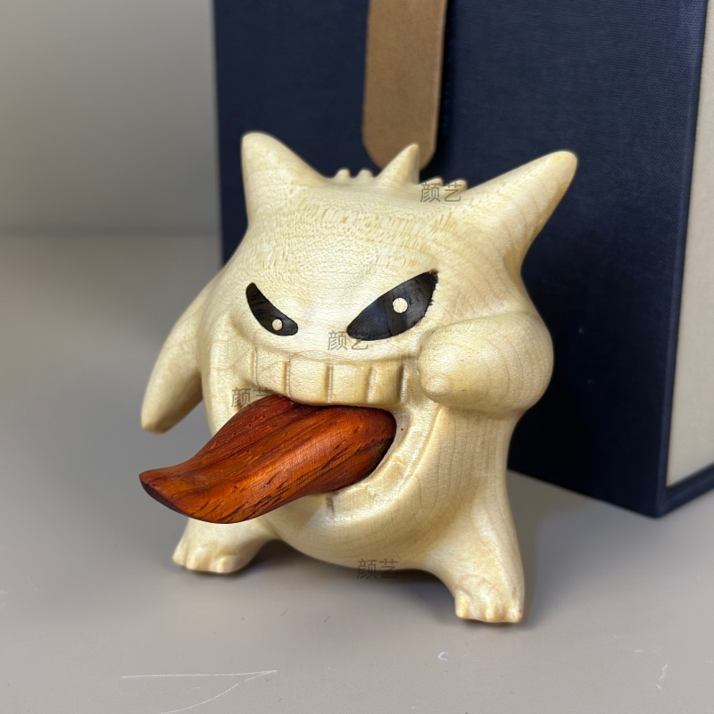 白枫木耿鬼吐舌头桌面摆件家居桌面摆件装饰