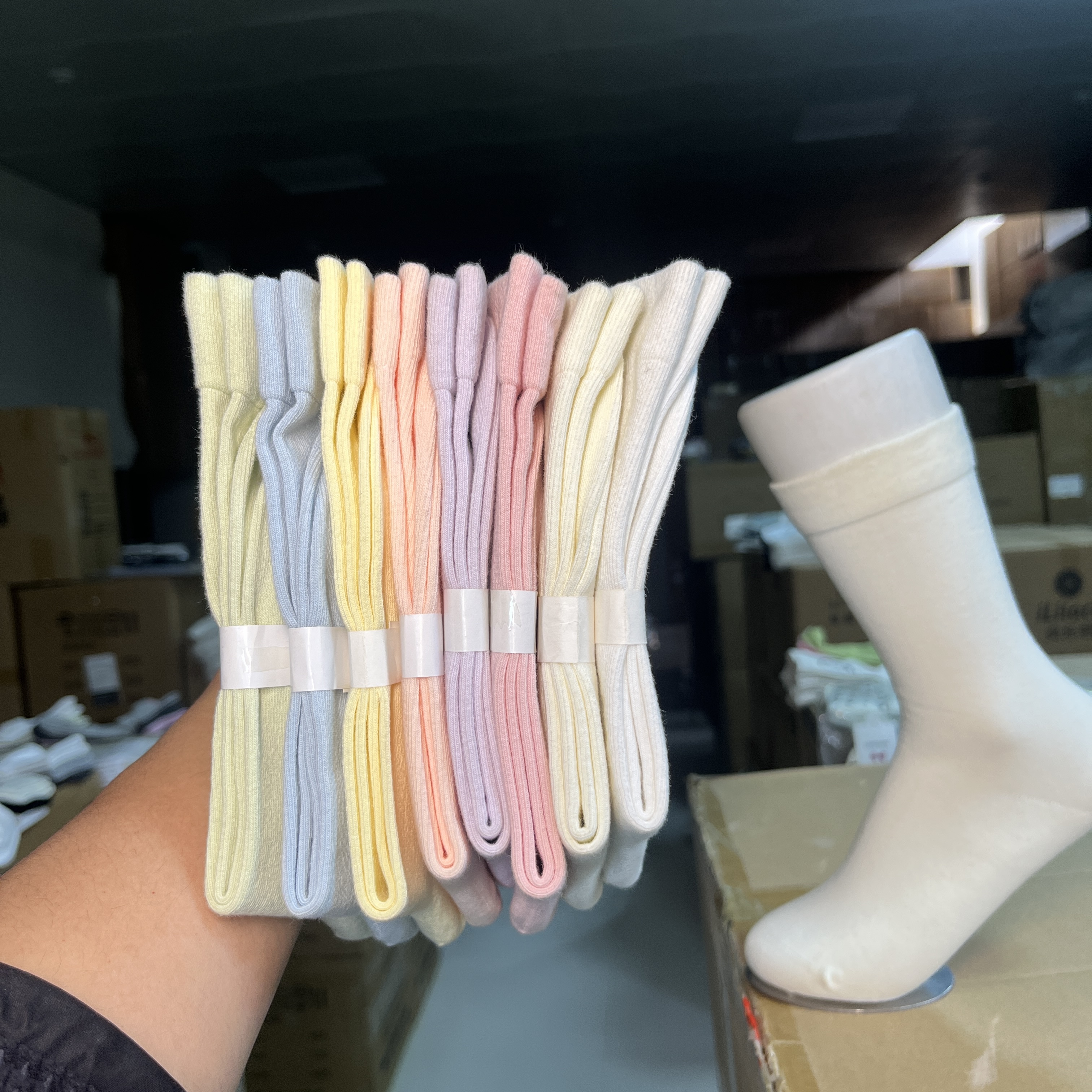 【8双装】白色女士中长筒袜子春夏薄款堆堆袜ins四季纯色百搭月子袜