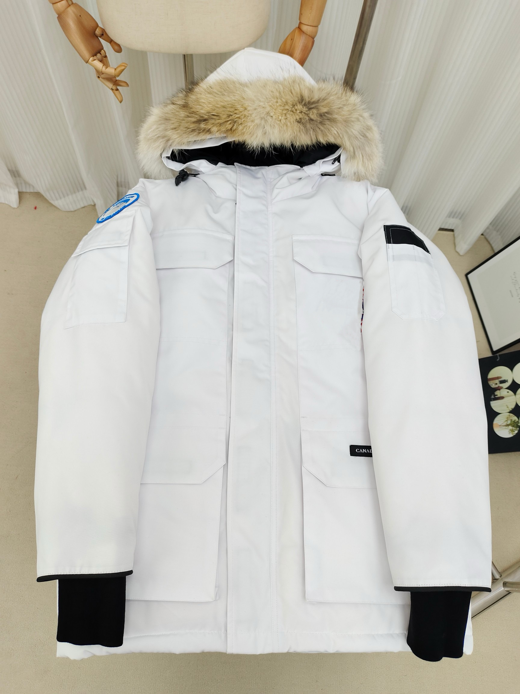 鹅牌08中长款狼毛领派克羽绒服保暖鹅绒经典男女同款羽绒度