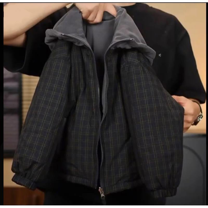 201098男童两面穿棉衣外套2025冬潮酷加绒夹棉两面穿棉服连帽外套