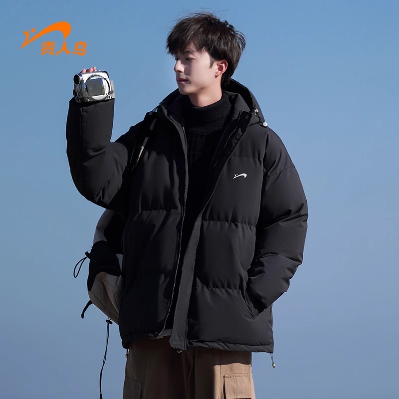 贵人鸟连帽棉服外套男款秋冬季加厚保暖棉袄纯色情侣户外防寒棉衣