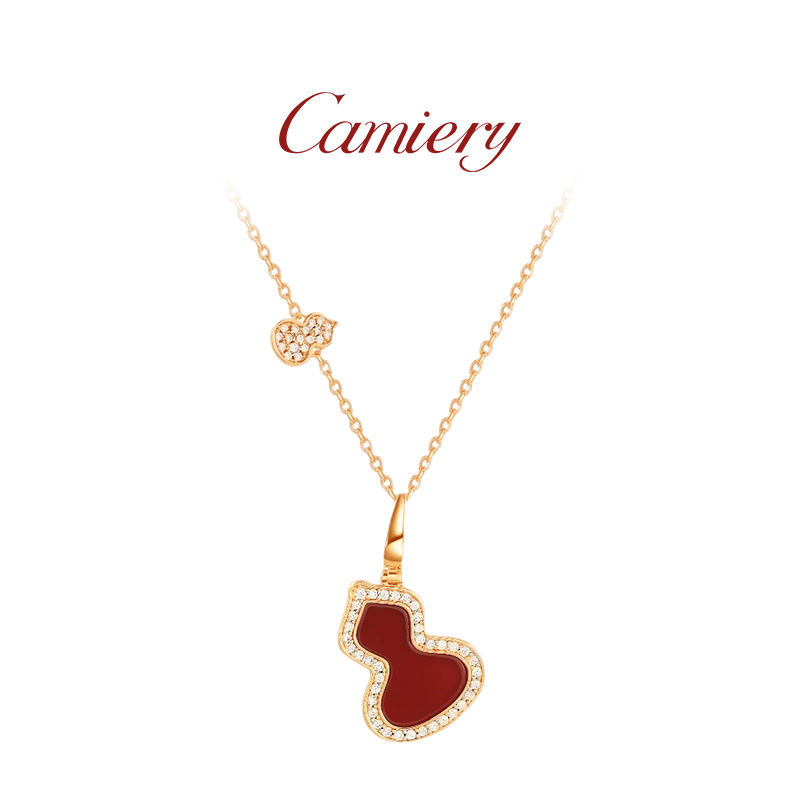 CAMIERY/卡美瑞 时尚轻奢拼钻葫芦项链红色款