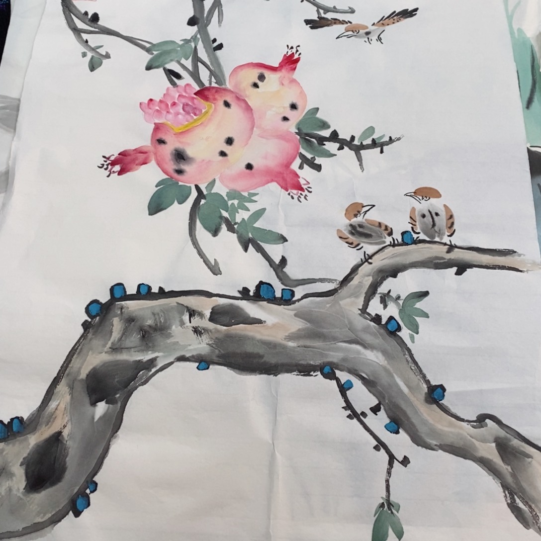 书法张玉玲四尺四开花鸟