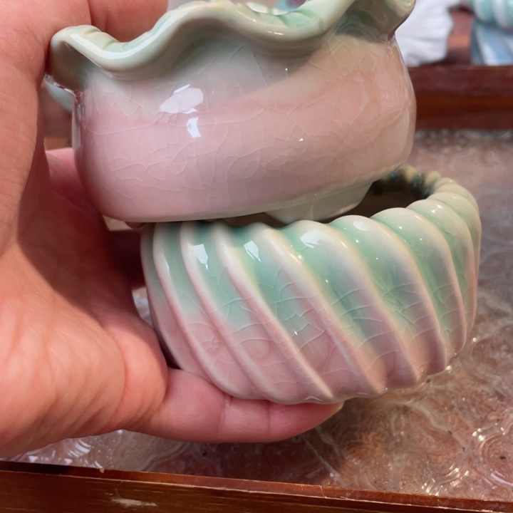 陶瓷组合半手工花盆浮力