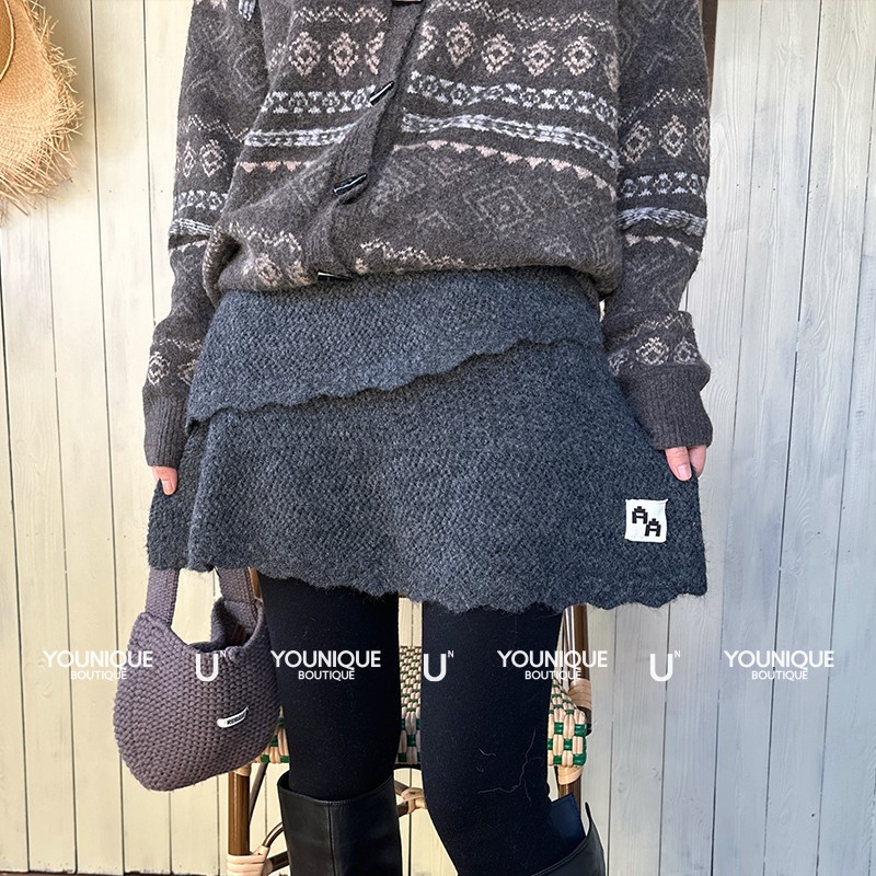 【AndAnything】25秋冬新款双层羊毛针织半裙