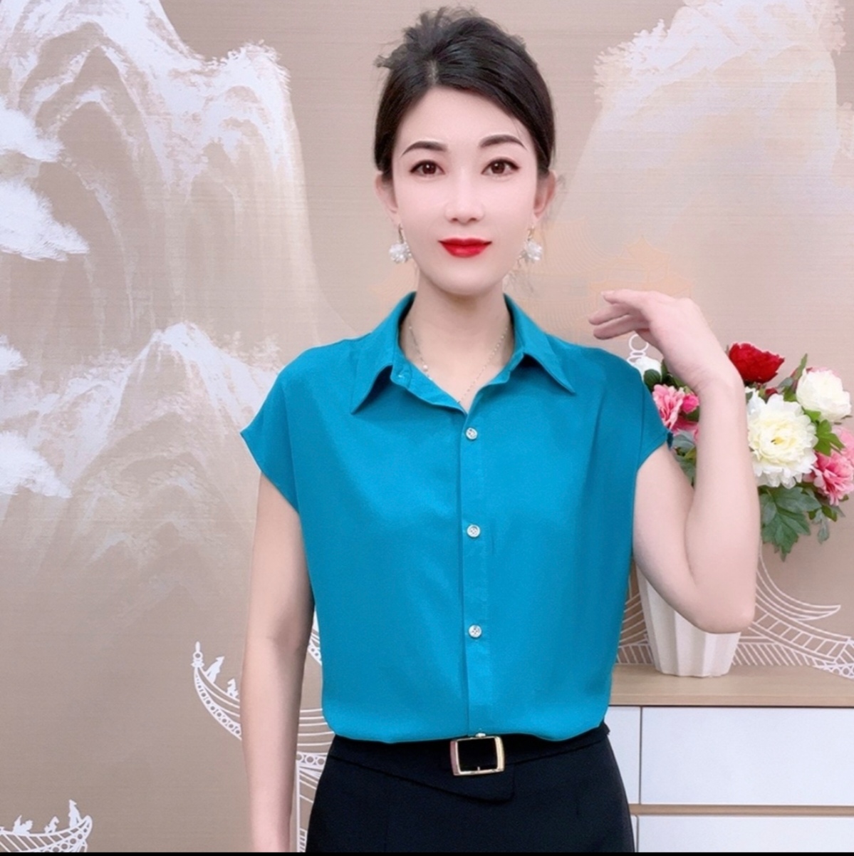 667-1韩版美林麻洋气衬衣上衣清凉打底小衫减龄大气打底衫