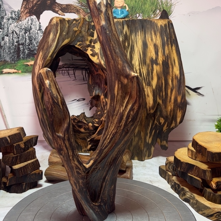 甜***蜜木一物一拍风化摆件60元