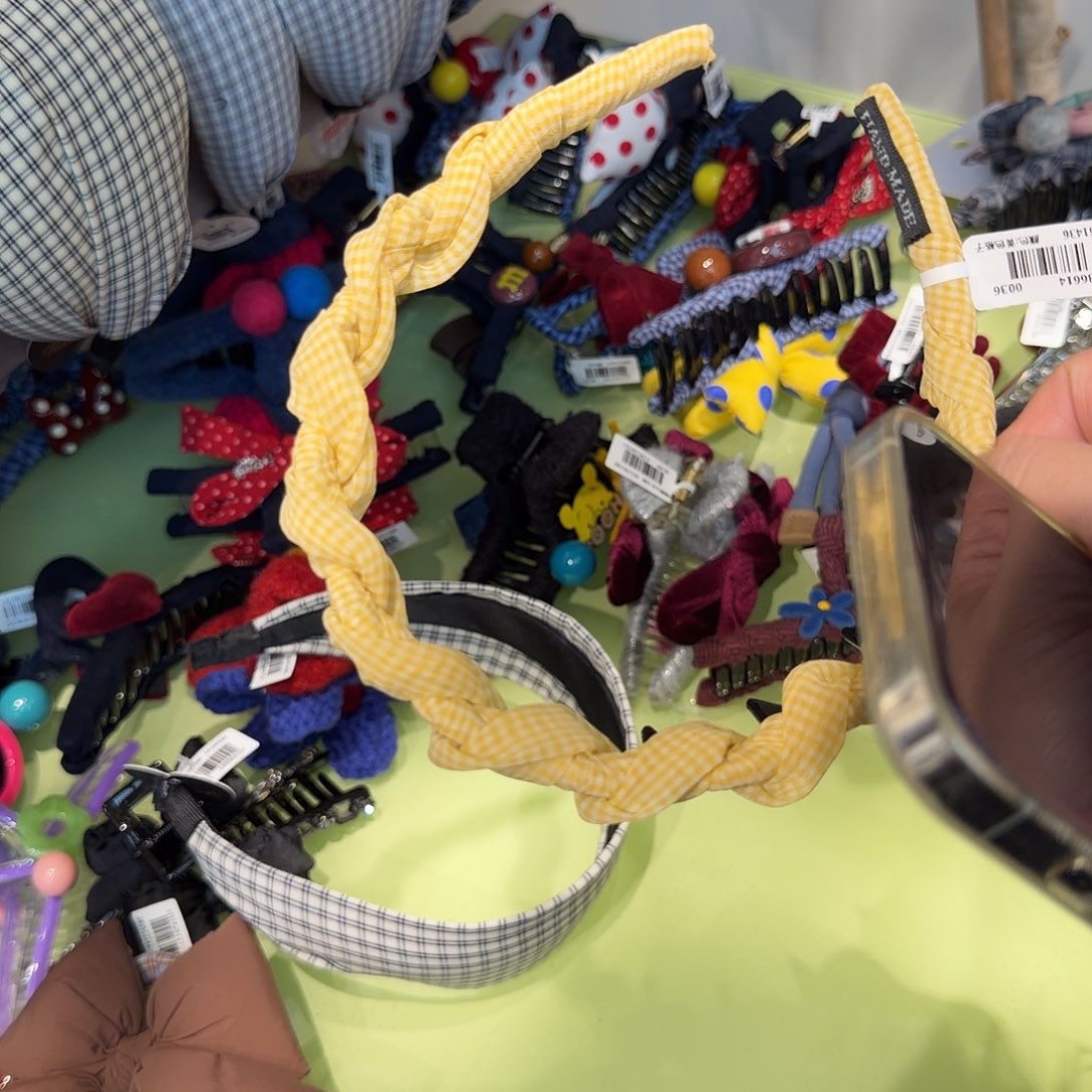 布艺非金属发箍黄色纱