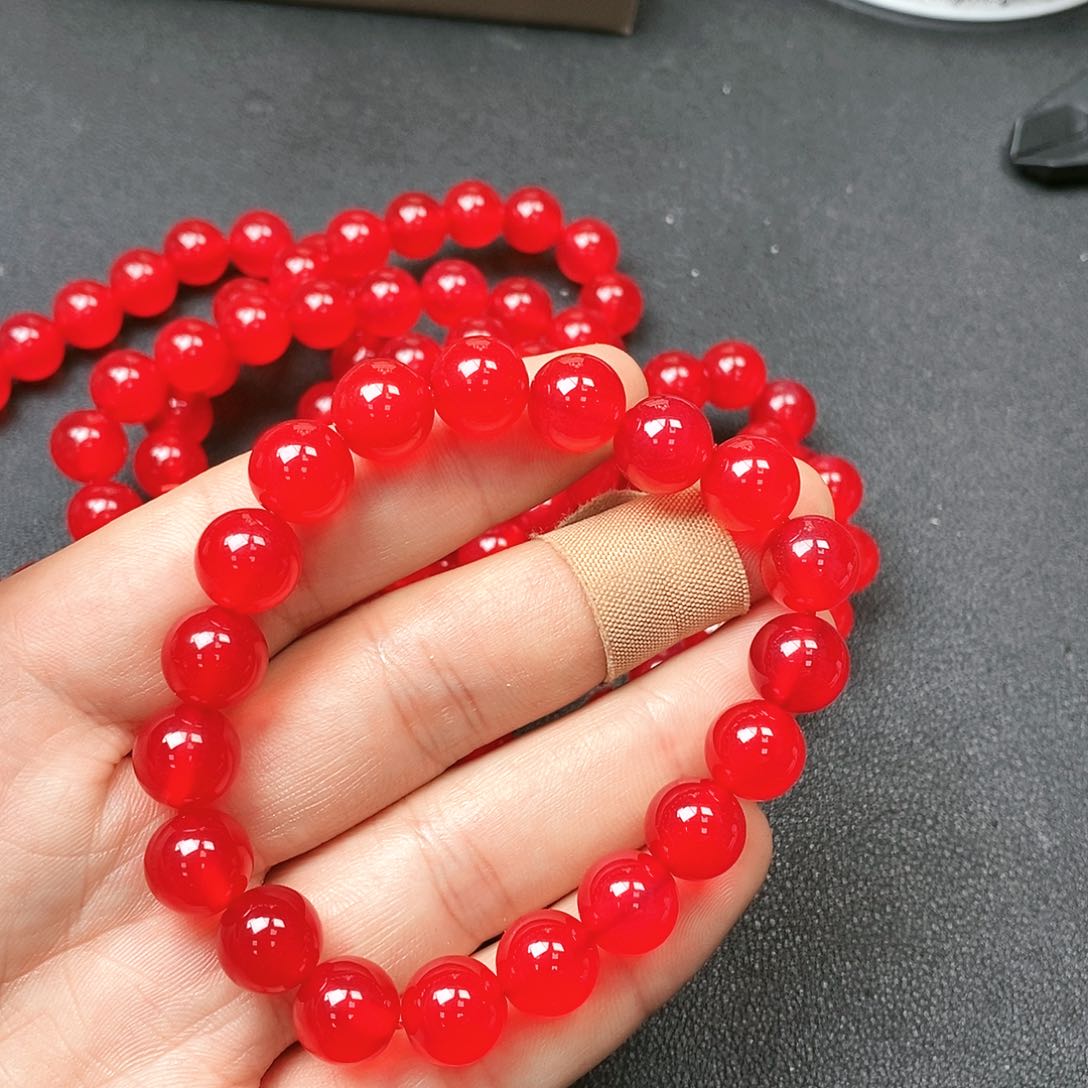 玛瑙/玉髓手链未镶嵌鸽血红