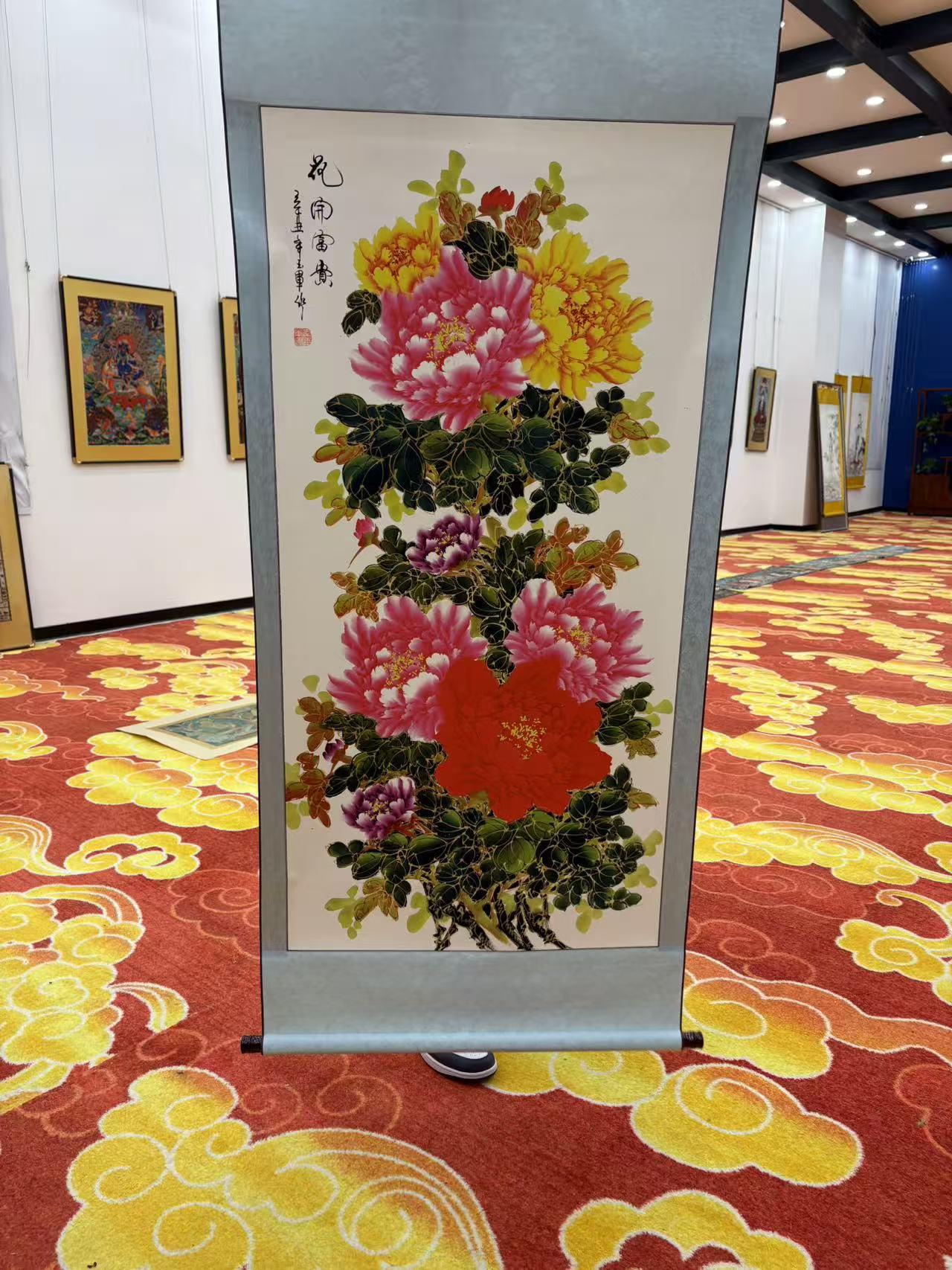 高清微喷牡丹花开富贵新中式竖幅