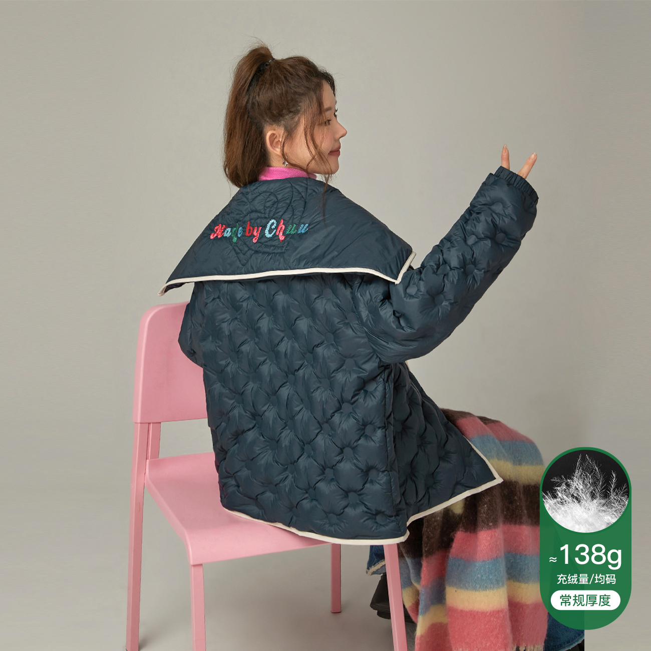 J006【金拐子专属】CHUU秋冬上新90鸭绒海军领减龄显瘦设计羽绒服-Y