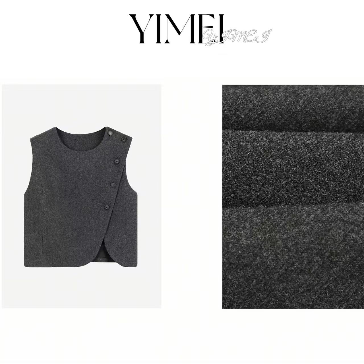 毛呢马甲设计感时尚气质短款背心女装春秋百搭显瘦上衣洋气减龄