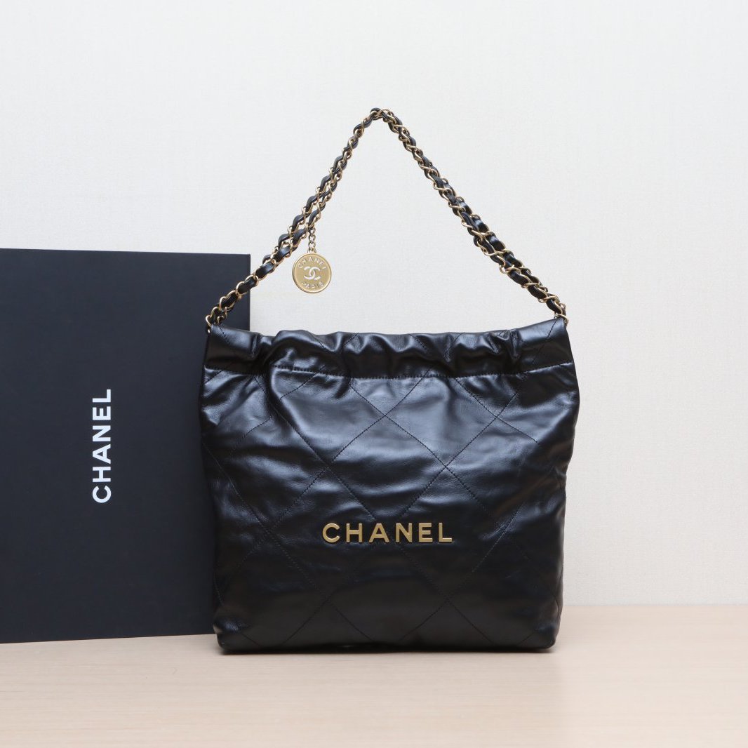 99新 Chanel/香奈儿 小花Jerry P215051410 22Bag 小号黑色芯片开