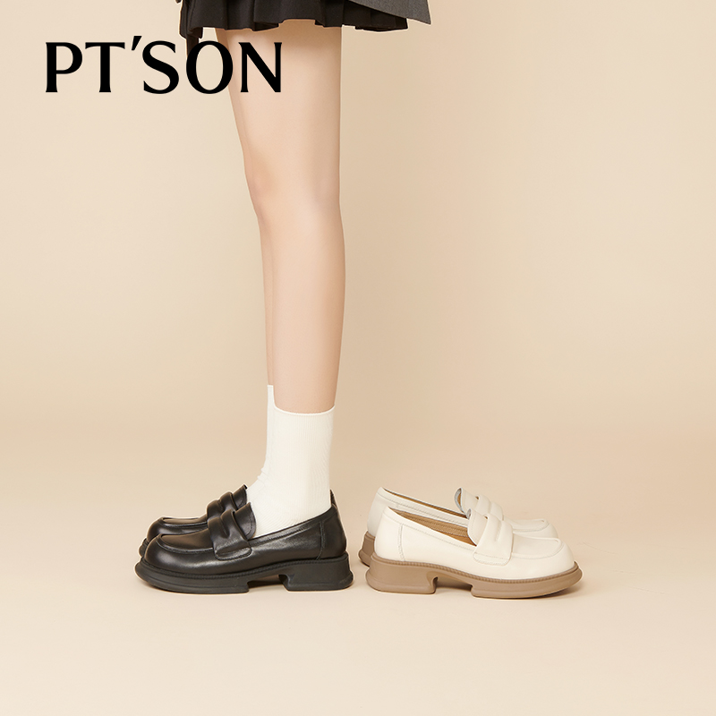 【百田森PT SON】PLX23131乐福鞋女厚底增高英伦风简约休闲深口单鞋