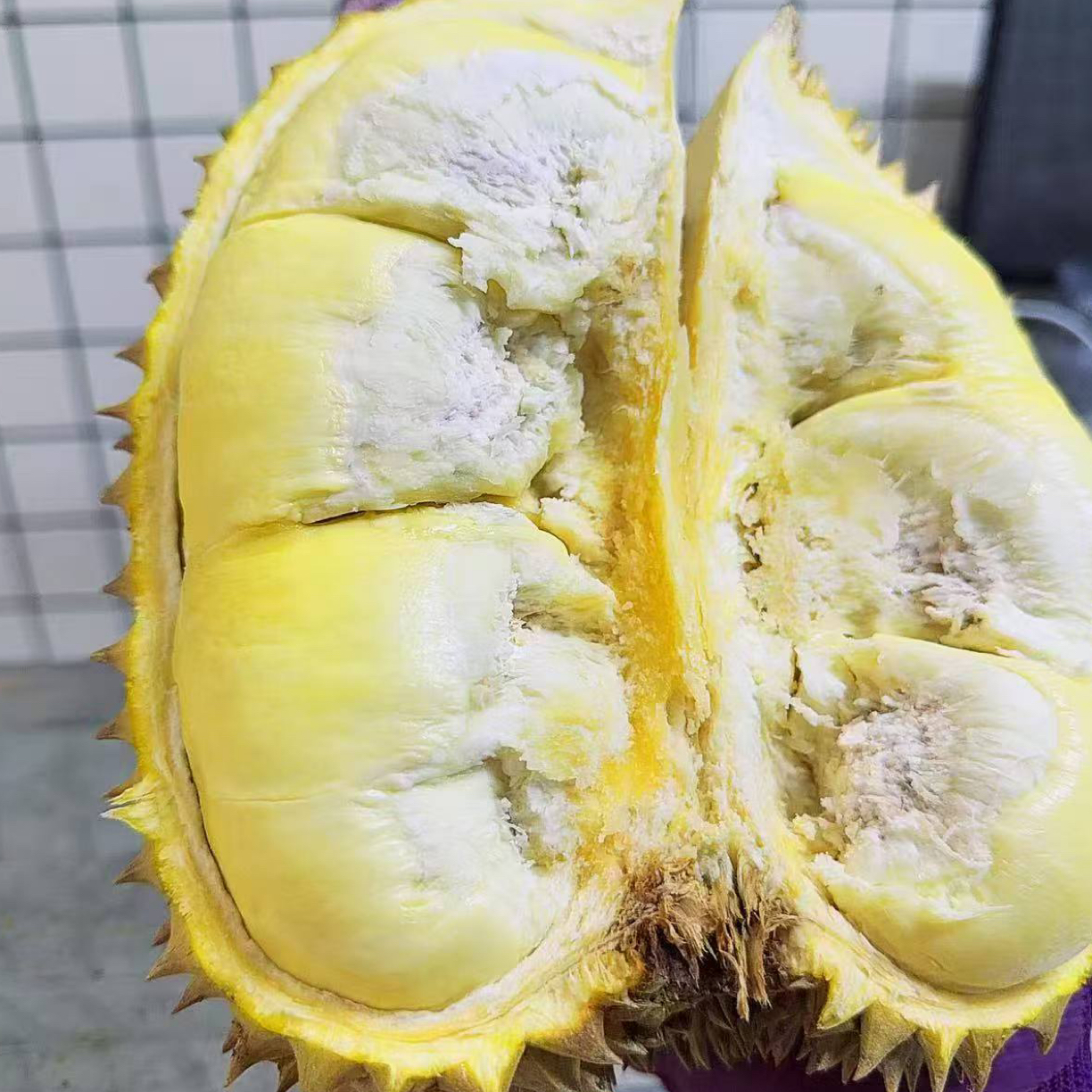 树熟空运新鲜金枕榴莲现开果肉1-3斤核小，干包黄肉小核金枕