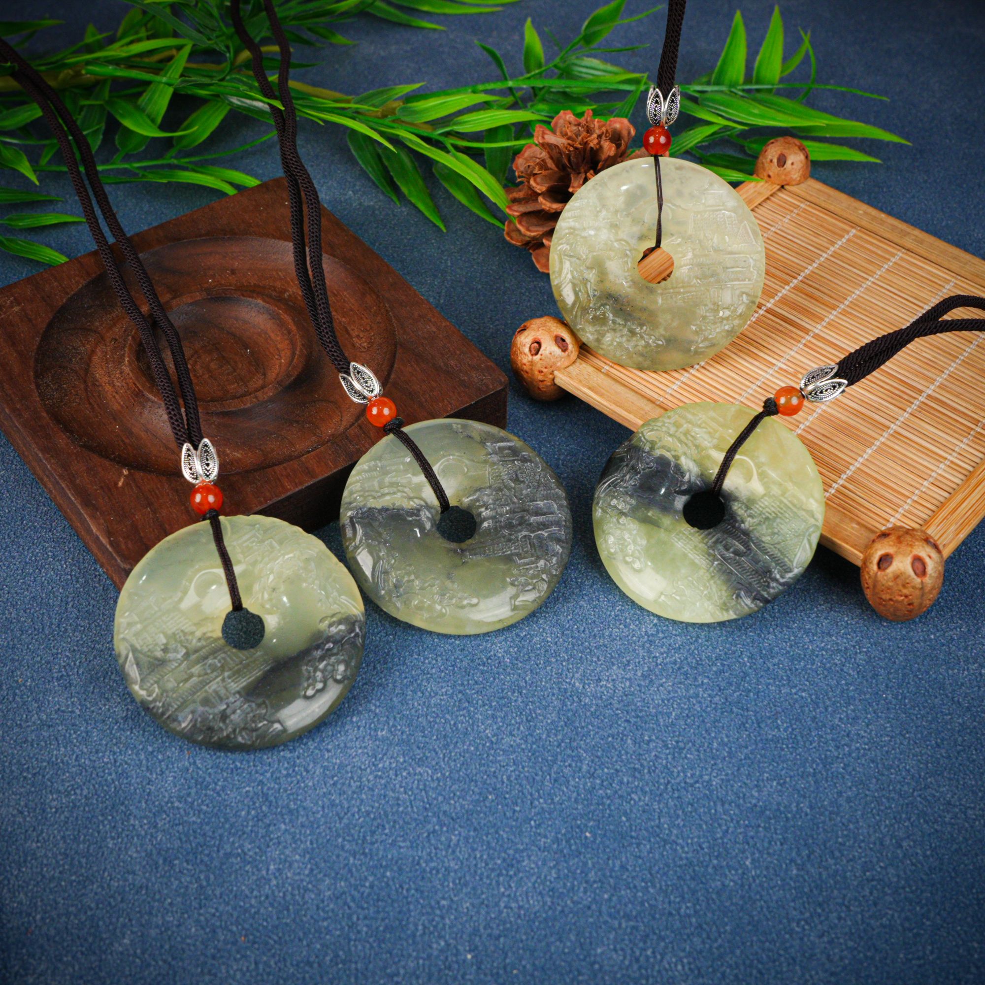 天然岫玉山水平安扣吊坠-多样性发其一-XY272