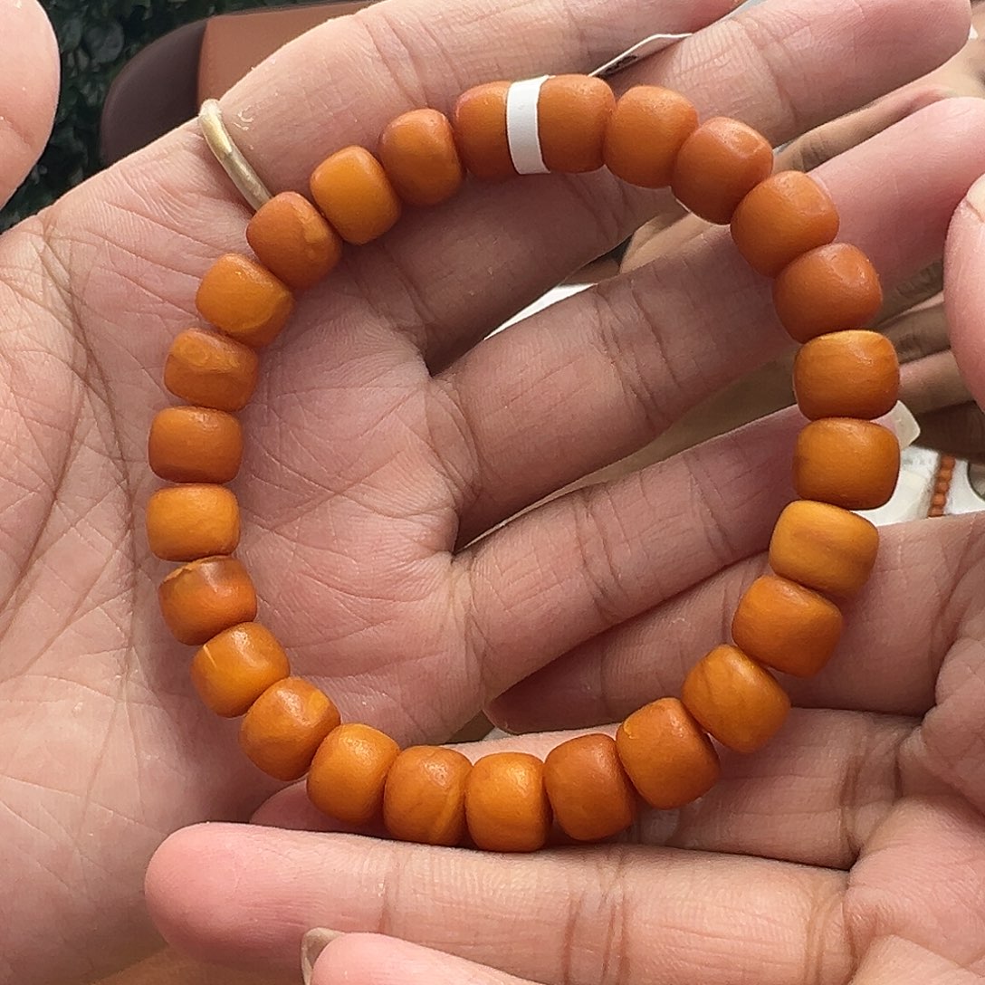 裸石琥珀未镶嵌橘皮手串9m m