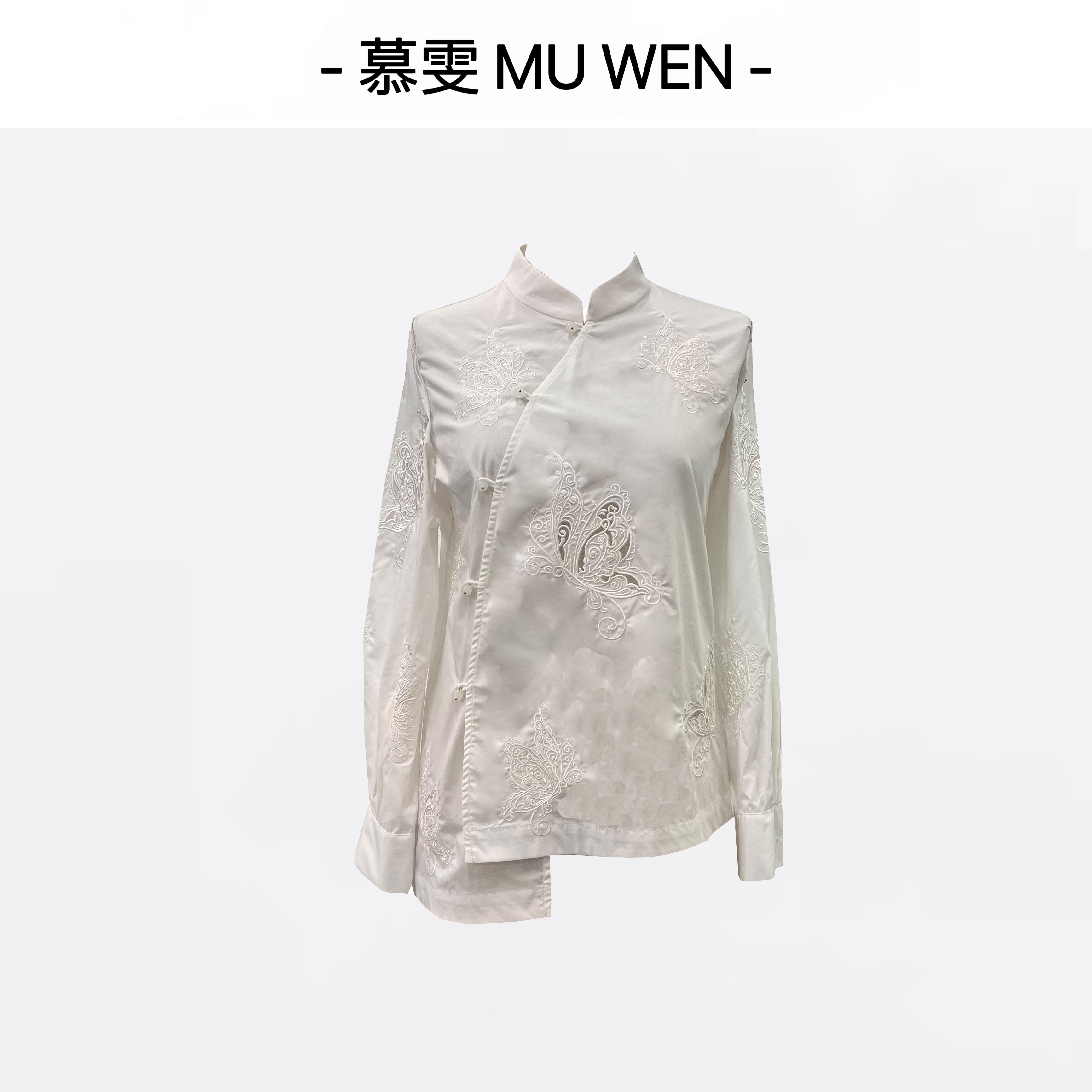 【漫谷】新中式早秋国风刺绣显瘦下摆不规则衬衫251466634