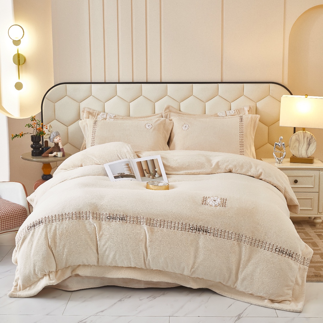 铂金柔高支高柔系列冬季柔软轻奢简约大气加厚高端绒四件套-奈美