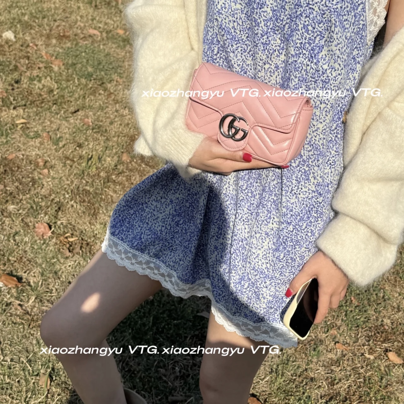 99新 GUCCI/古驰 粉银马蒙mini/龙虾扣在