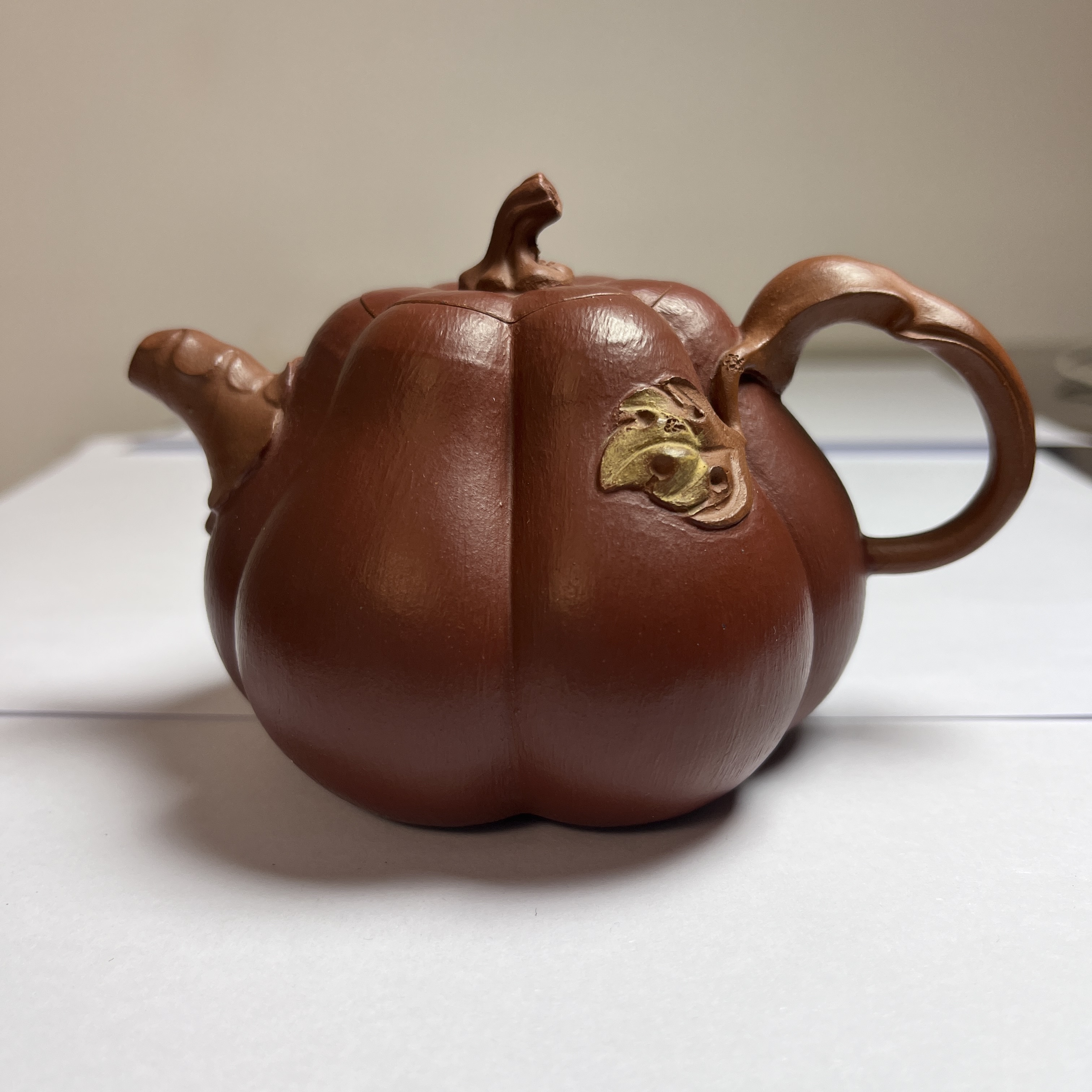 【精品紫砂】-lot012-南瓜-降坡泥粉浆大红袍-王玉娟-200cc