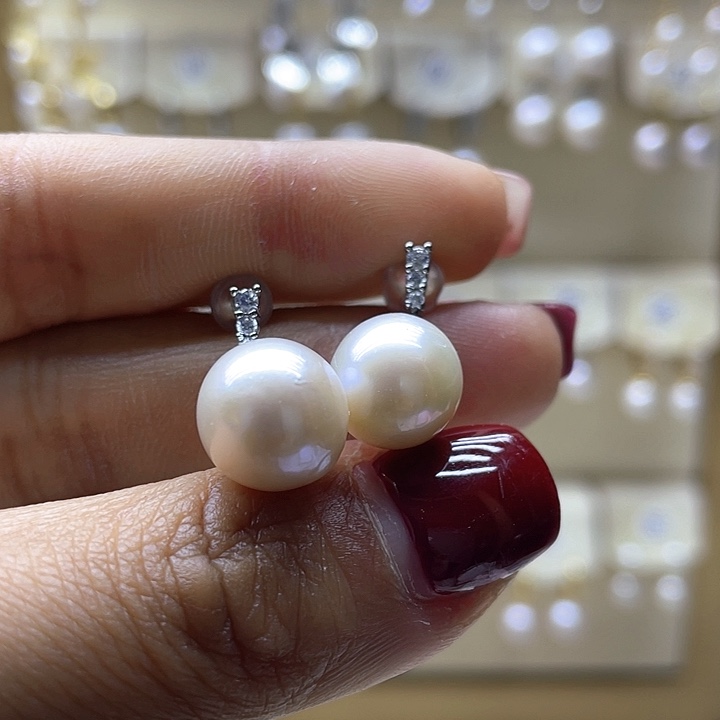 淡水珍珠耳饰银S925镶嵌