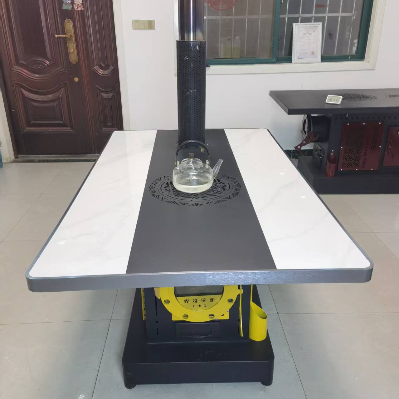 岩板拼接多功能室内柴煤两用无烟气化取暖炉